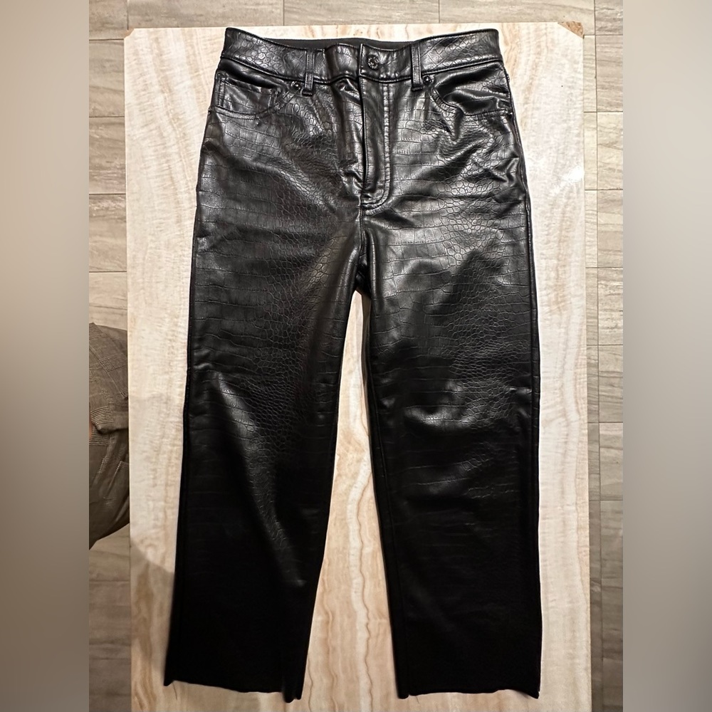 Zara Leather Crocodile Pants
